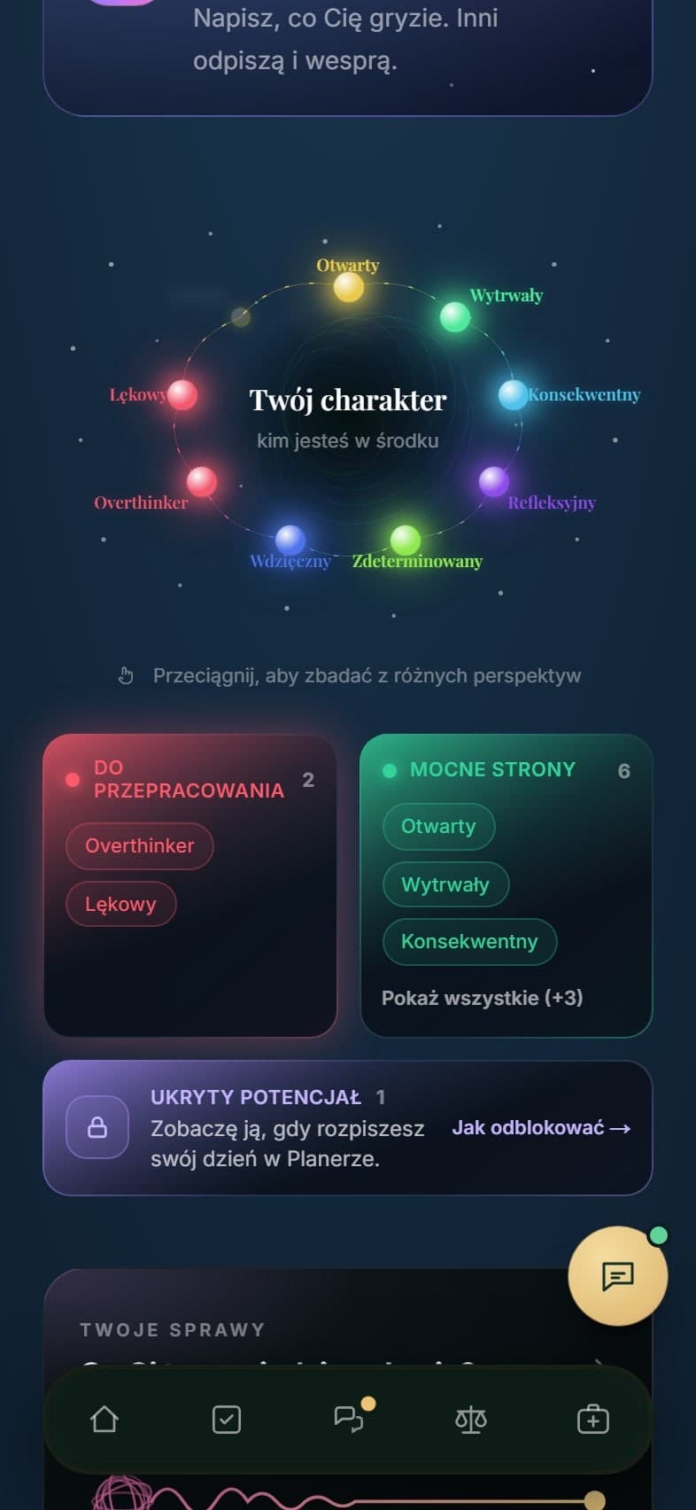 Mapa charakteru w apce Nowy Ja
